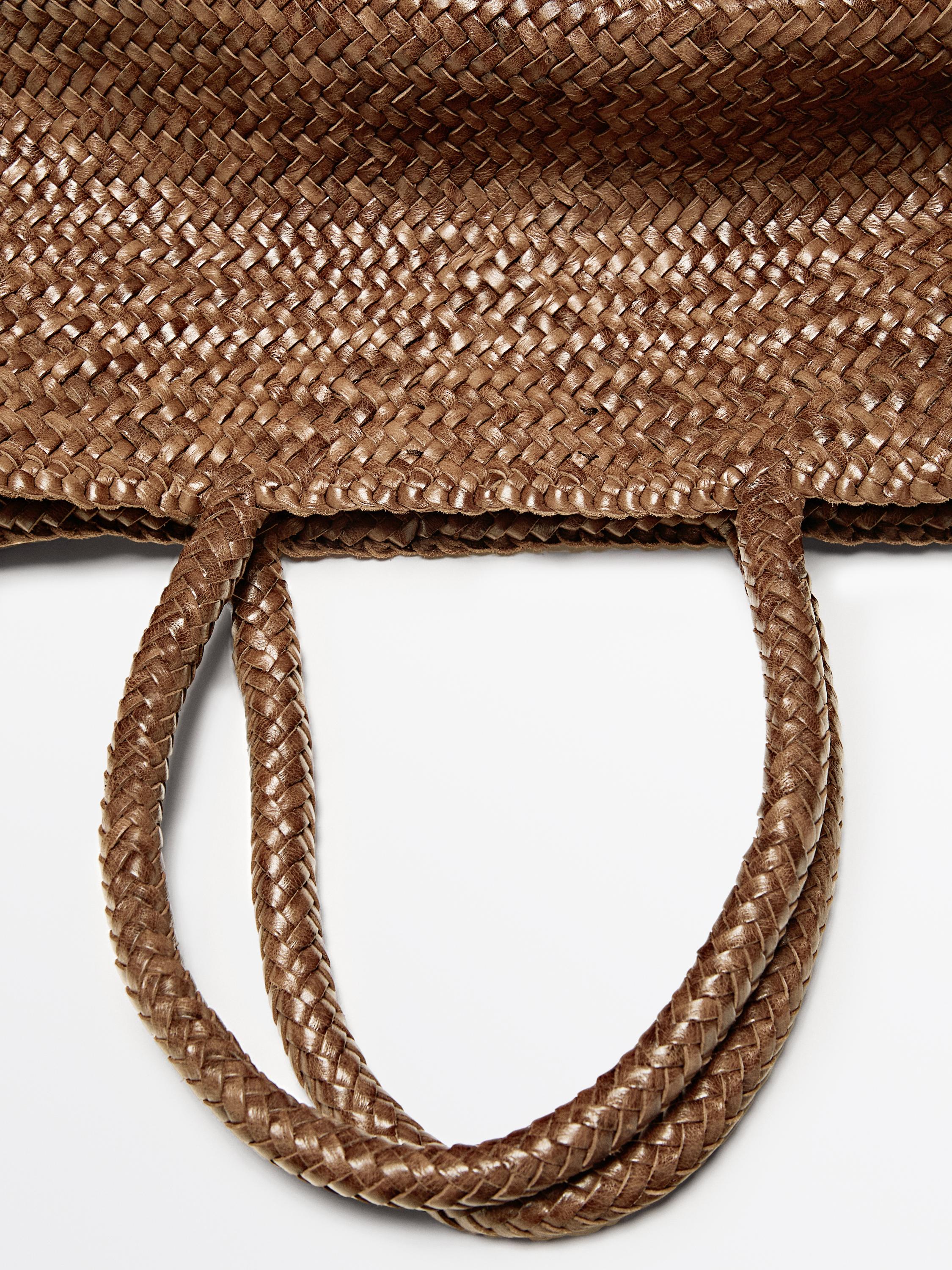 Tote bag tressé en cuir nappa
